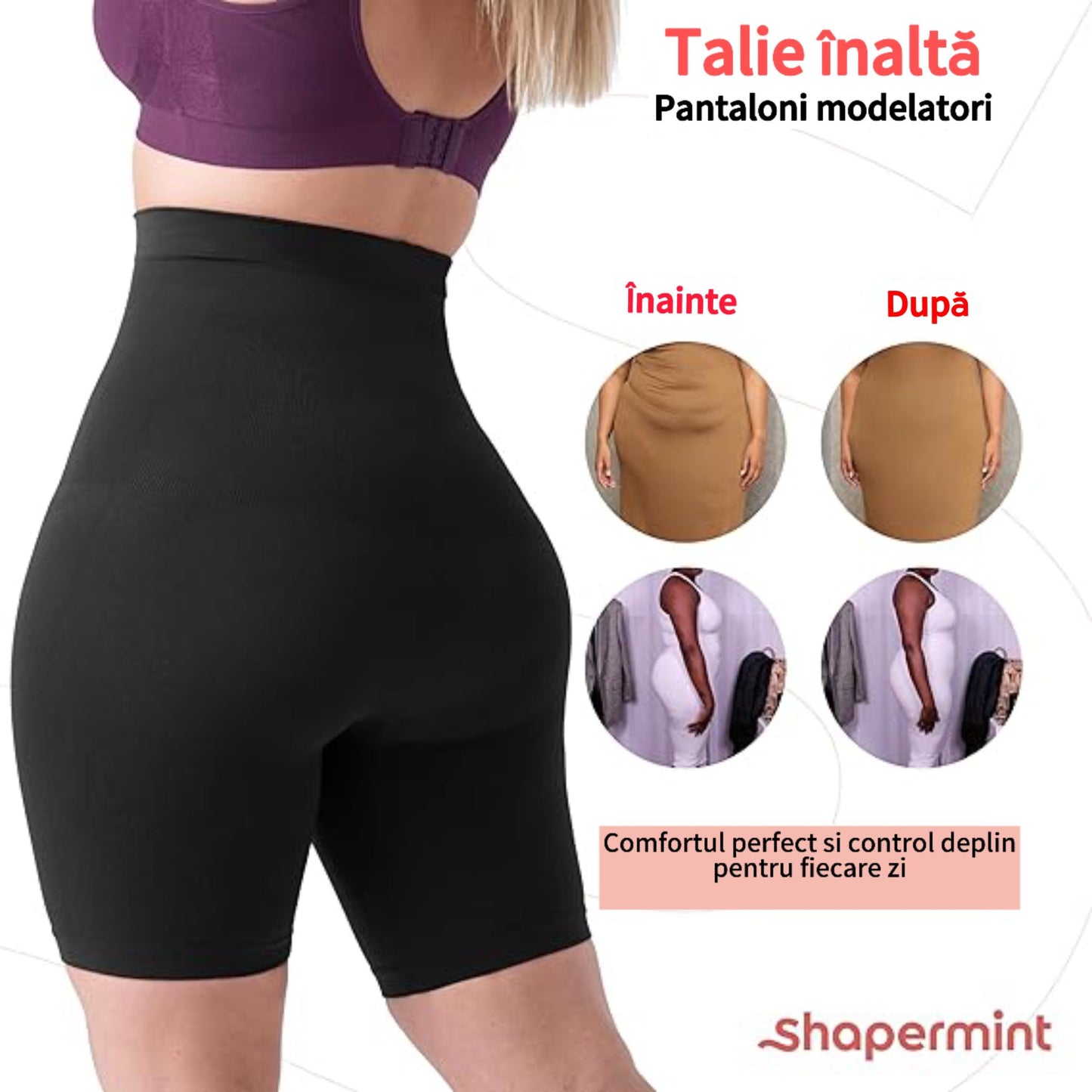 Pantaloni modelatori cu talie înaltă cu push-up