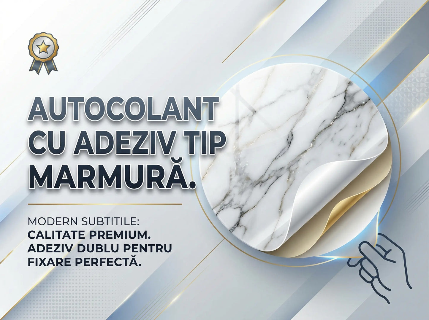 Autocolant tip marmură premium cu dublu-adeziv 5buc-60x30