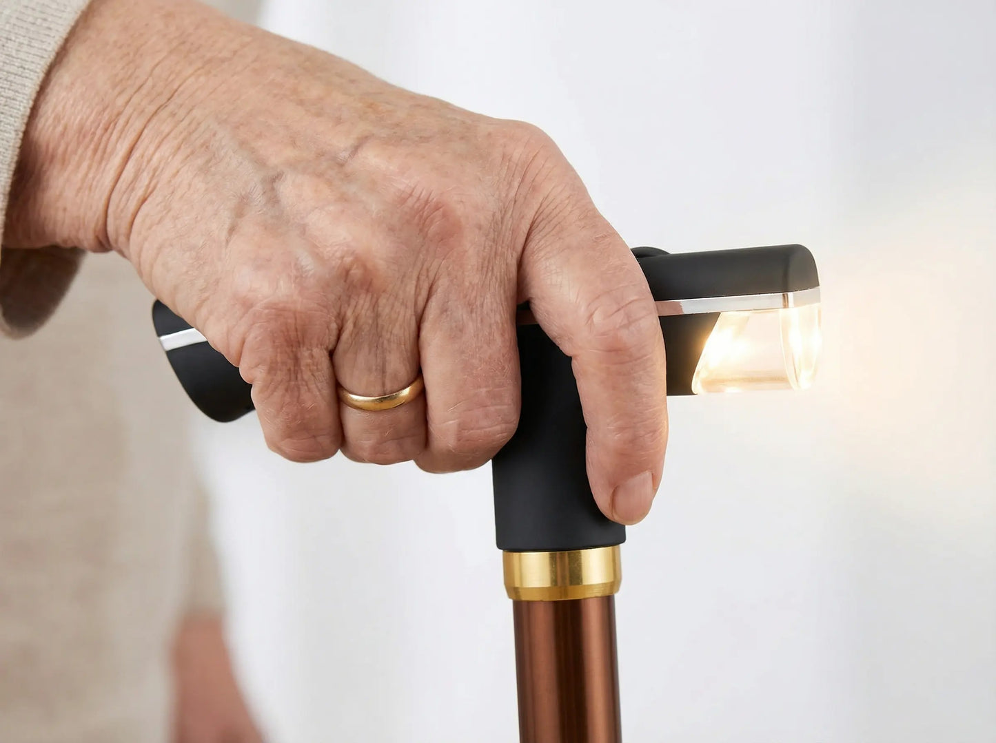 Baston telescopic de sprijin, pliabil,  lanterna LED