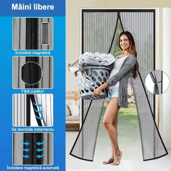 Plasa pentru usa impotriva tantarilor, mustelor si altor insecte, cu magnet 210x100